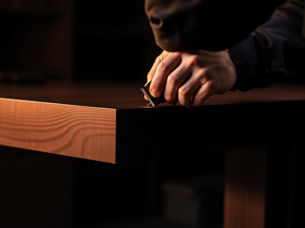 Detailed installation work on commercial furniture